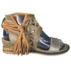 A.S. 98 Petrona Brown Distressed Tassel Sandal Size 36 US 5.5/6